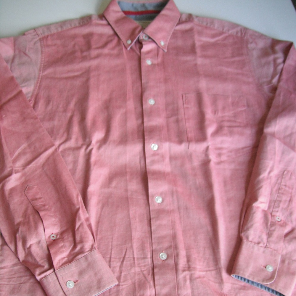 T.M.Lewin Red Solid Oxford Long Sleeve Shirt